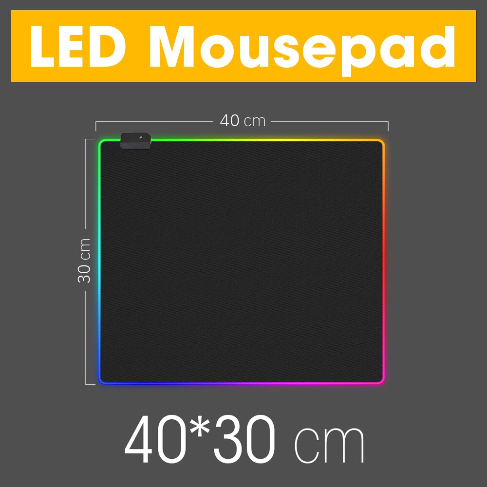 LED Light Gaming Mouse Pad RGB Super Soft Large Keyboard Cover Non-Slip Rubber Base Computer Carpet Desk Mat PC Game MousePad: 40 x 30 cm