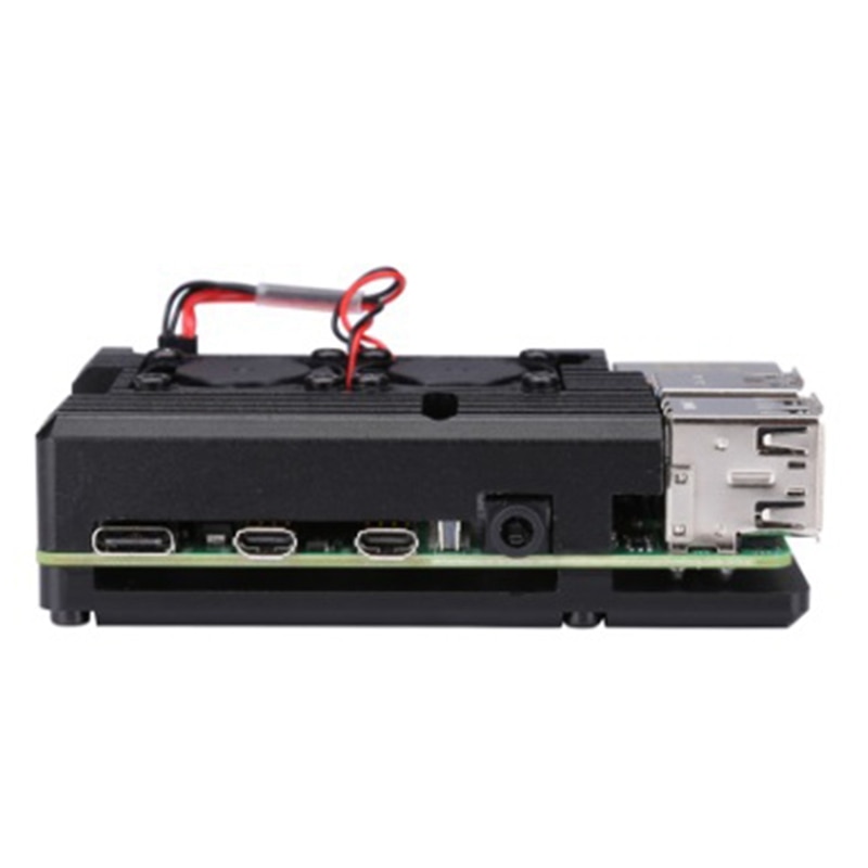 for Raspberry Pi 4 Aluminum Case with Dual Cooling Fan Metal Shell Black Enclosure for Raspberry Pi 4 Model B