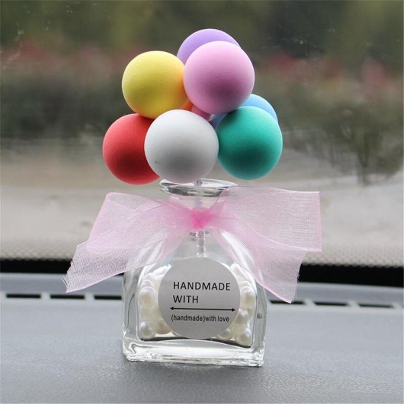 Bonito criativo colorido balão adorável mini decoração do carro interior do carro ar perfume garrafa de cristal painel ornamento nova chegada: Multicolor
