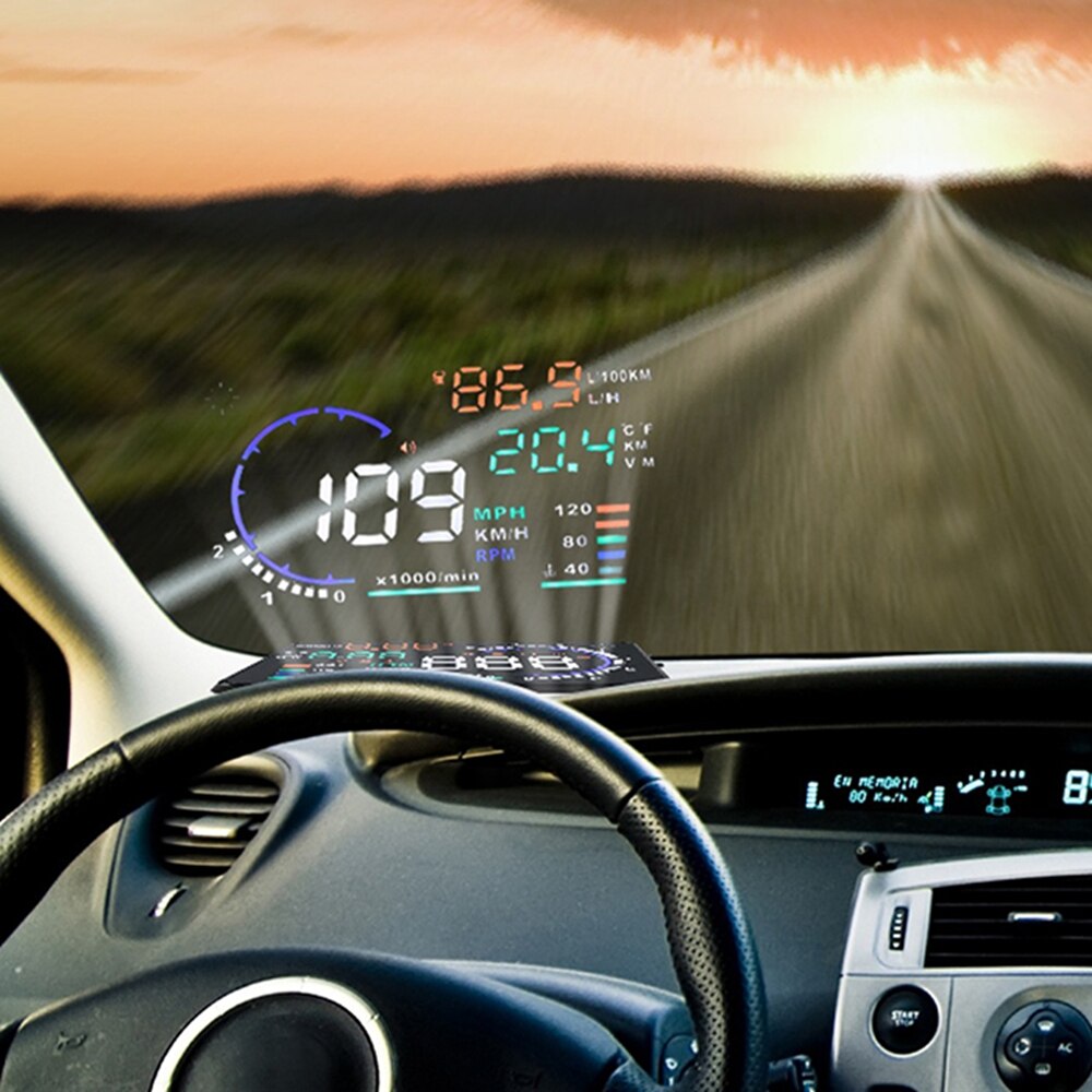 A8 5.5" HUD Car Head Up Display LED Windscreen Projector OBD2 Scanner Speed Warning Fuel Consumption Data Diagnostic