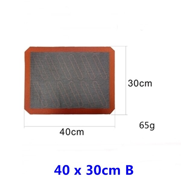 Non-stick silikone bagemåtte form kiks måtter høj temperatur åndbar glasfiber pande brød bagning kage dekorationsværktøj: 40 x 30cm b