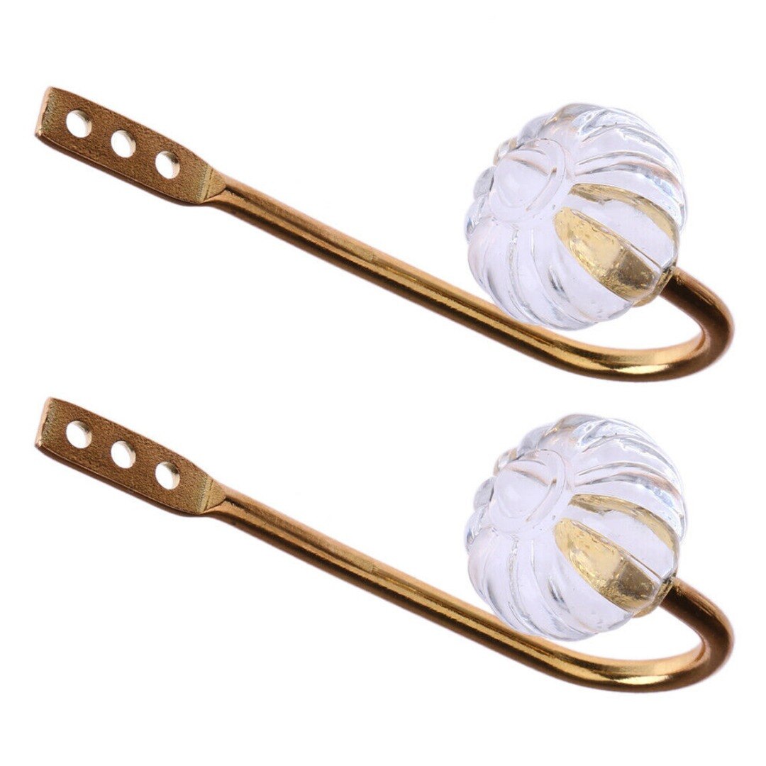 1 Paar Stijlvolle Metalen Gordijn Holdback Crystal Ball Hanger Haak Gordijn Tie Backs + Schroeven Wandmontage Venster-Dressing hardware: Gold