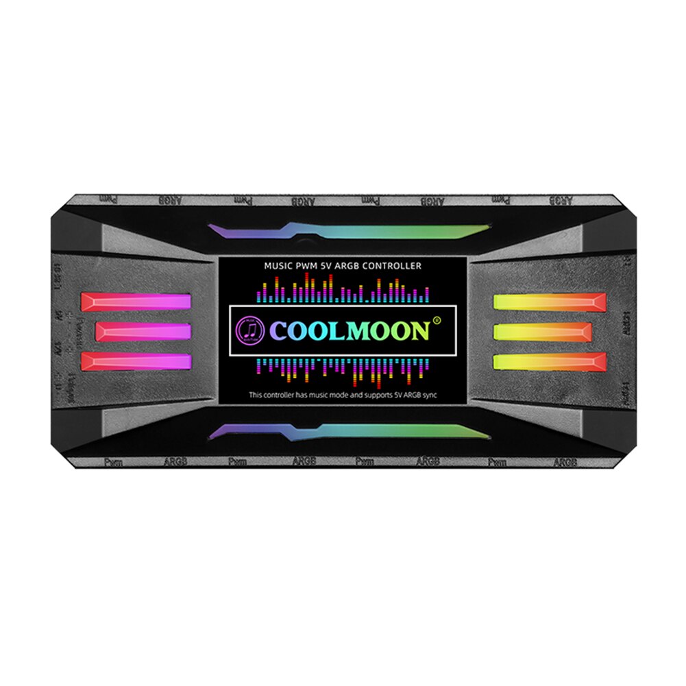 Coolmoon Argb Controller 4pin Pwm 5V 3Pin Argb Koeling Temperatuurregeling Chassis Met Afstandsbediening Chassis Accessoires: Black