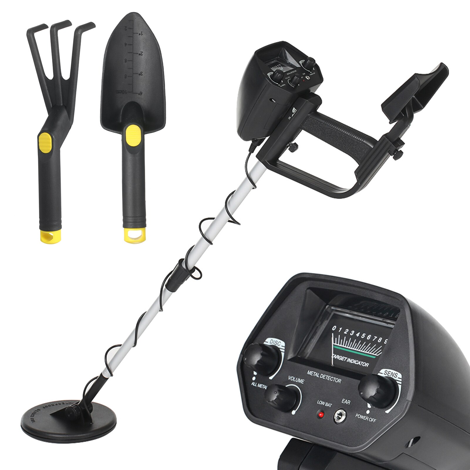 Underground Metal Detector MD4030 Metal Detector md 4030 Pinpointer Gold Digger Treasur Hunter Depth Metal Detector: With Rake Shovel