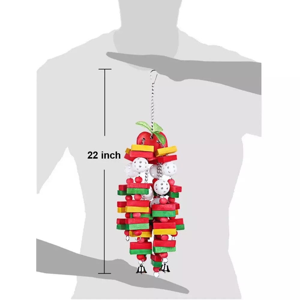 Bird Parrot Toys Bird Swing Toys with Colorful Wood Beads bananas and apples bunches for Budgie Lovebirds Conures birds toys