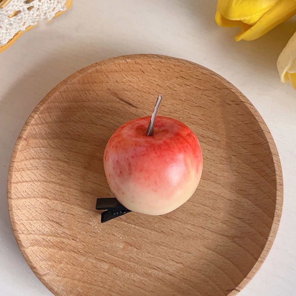 Horquilla de fruta de simulación de cereza dulce, comida falsa de limón, pinza para el pelo bonita, accesorios para el cabello de dibujos animados para mujer, diario: Rojo