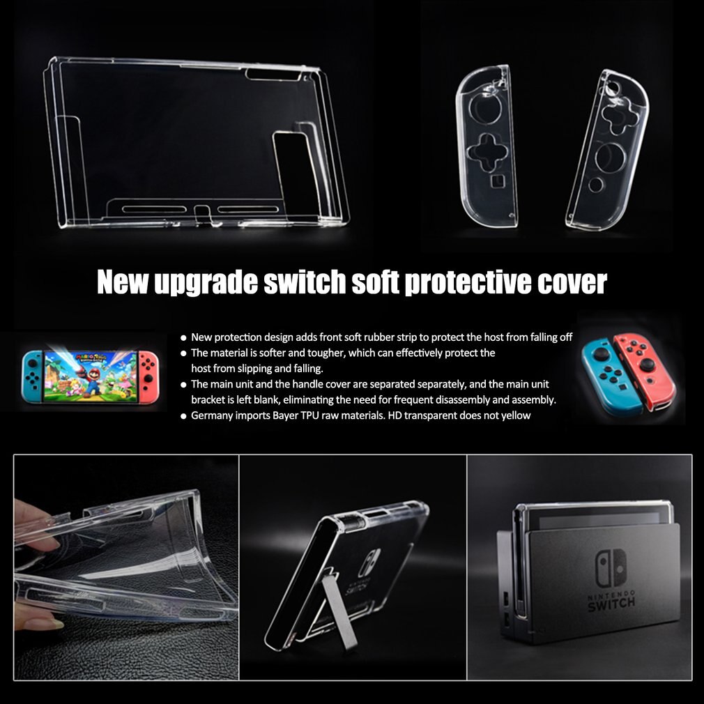 Clear Crystal Soft Tpu Beschermhoes Cover Skin Voor Nintend Schakelaar Ns Controller Joy-Con Transparant Clear Shell