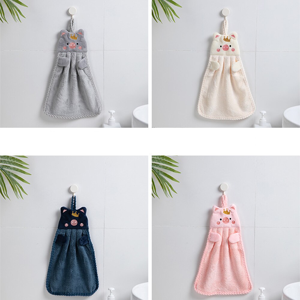 Baby Nursery Hand Towel Baby Bath Hanging Towels Toddler Soft Plush Cute Cartoon Animal Wipe Hanging Bathing Towels for Children