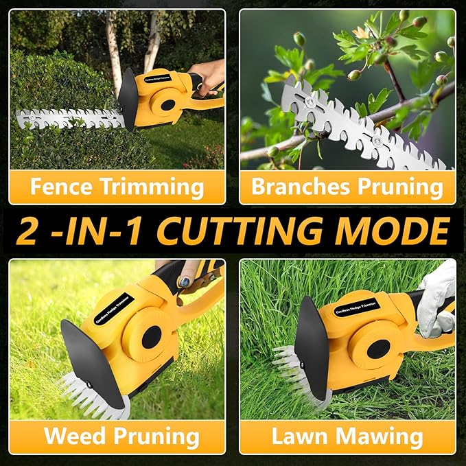 2 IN 1 Electric Hedge Trimmer Lawn Mower Garden Landscaping Hedge Pruner Trimmer Grass Scissors Power Tool For Dewalt Battery