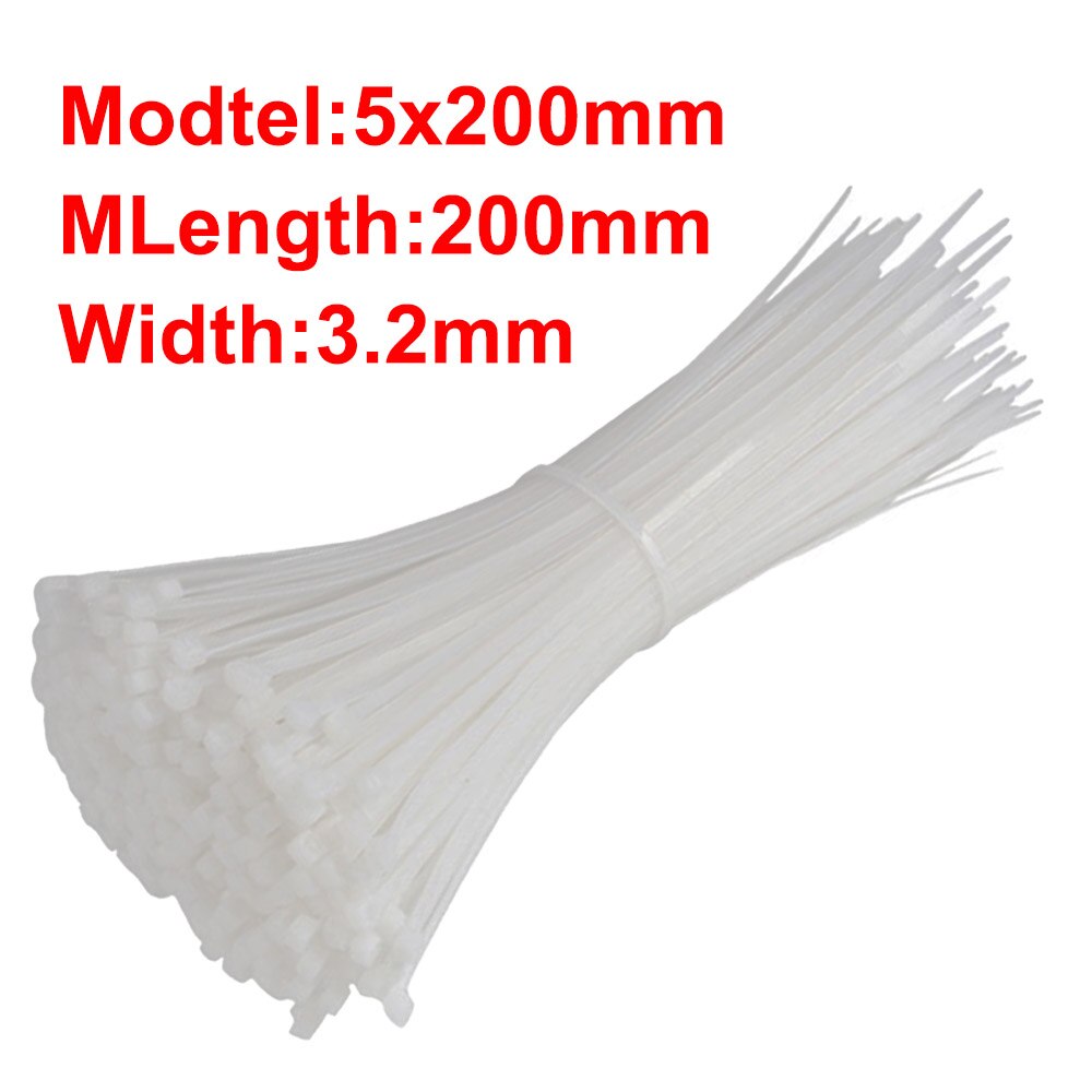 100Stck selbst-Verriegelung Kunststoff Nylon Kabelbinder Weiß Garten Industrielle Verschiedene Befestigungs Ring Anlage Befestigen Veranstalter Kabel Postleitzahl krawatte: K-100Stck
