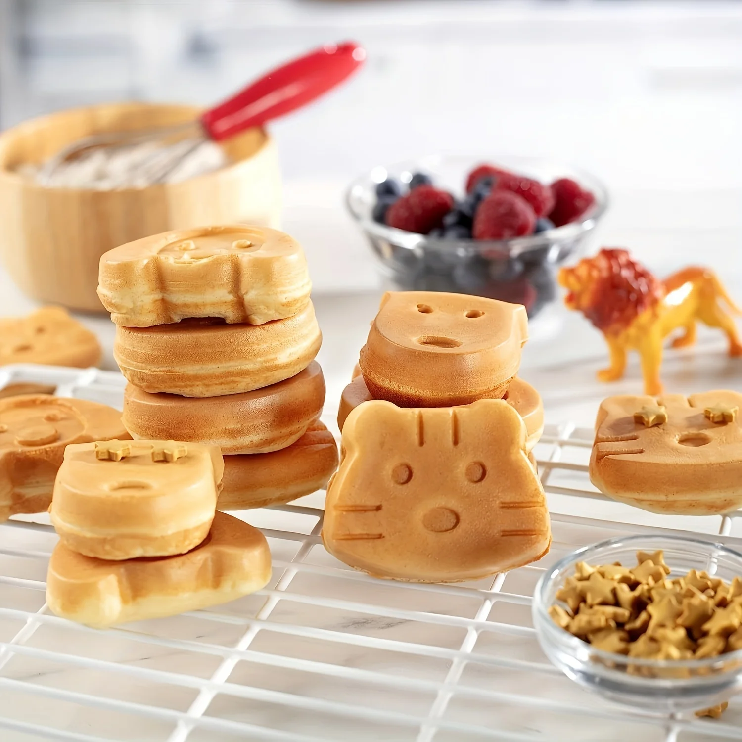 Mini Wafel Kookmachine-Produceren 7 Verschillende Vormen Pannenkoeken Elektrische Non Stick Wafelijzer, Pan Cake Pot Koffiebrander