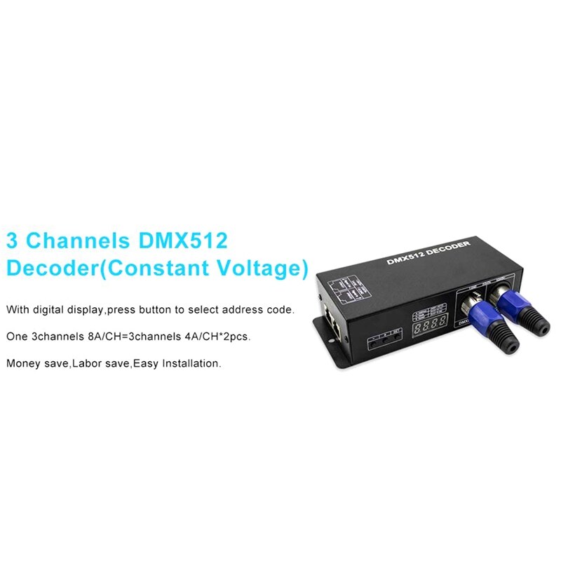 High Power Dmx Led Controller Led Dmx 512 Decoder Dimmer Driver DC12V-24V Voor Led Rgb Strip Of Lichten (3 kanaal)