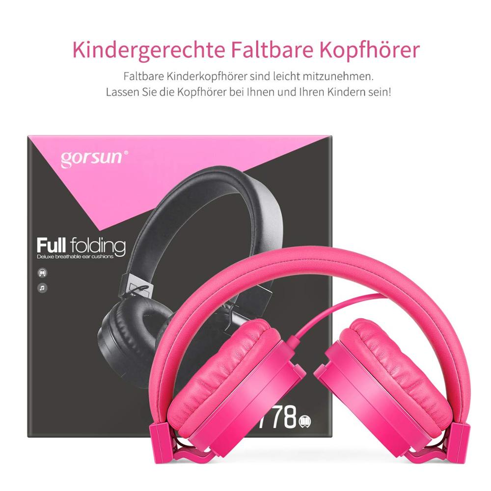Bashörlurar, lätta stereo hopfällbara trådade hörlurar för barn justerbart huvudband headset för telefoner dator pc musik