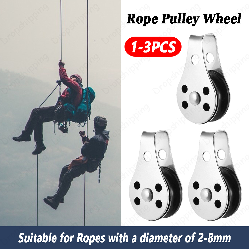 Polea de cuerda de 1-3 piezas, rodamiento de carga de acero inoxidable, polea de cuerda de elevación giratoria para bloques, corredor de cuerda, Kayak, herramientas para barcos