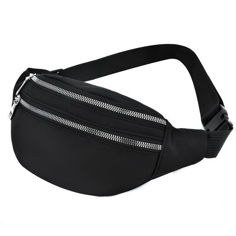 sac banane pour femmes imperméable à l'eau taille sacs dames Bum sac voyage bandoulière poitrine sacs unisexe hanche sac: black