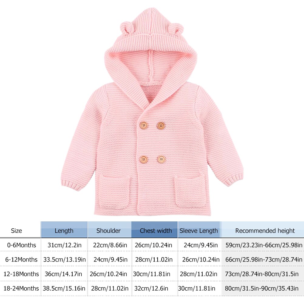 Bébé pull à capuche hiver mignon manteau hauts d'extérieur pour enfants bébé filles garçons w/poches