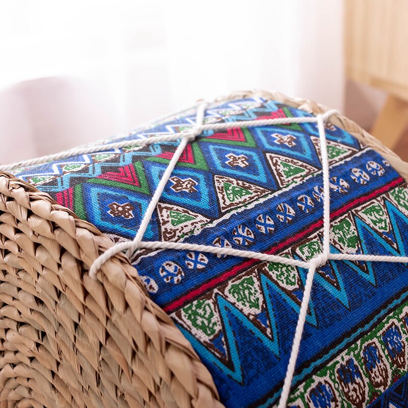 Nordique Simple fait main Futon coussin japonais Tatami paille tissu tabouret rembourré rond baie fenêtre bohème tapis