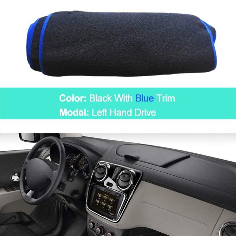 Car Auto Inner Dashboard Cover Dash Mat Carpet For Renault Dacia Lodgy Sun Shade Anti-Sun Cushion Cape Pad Protector: LHD Blue