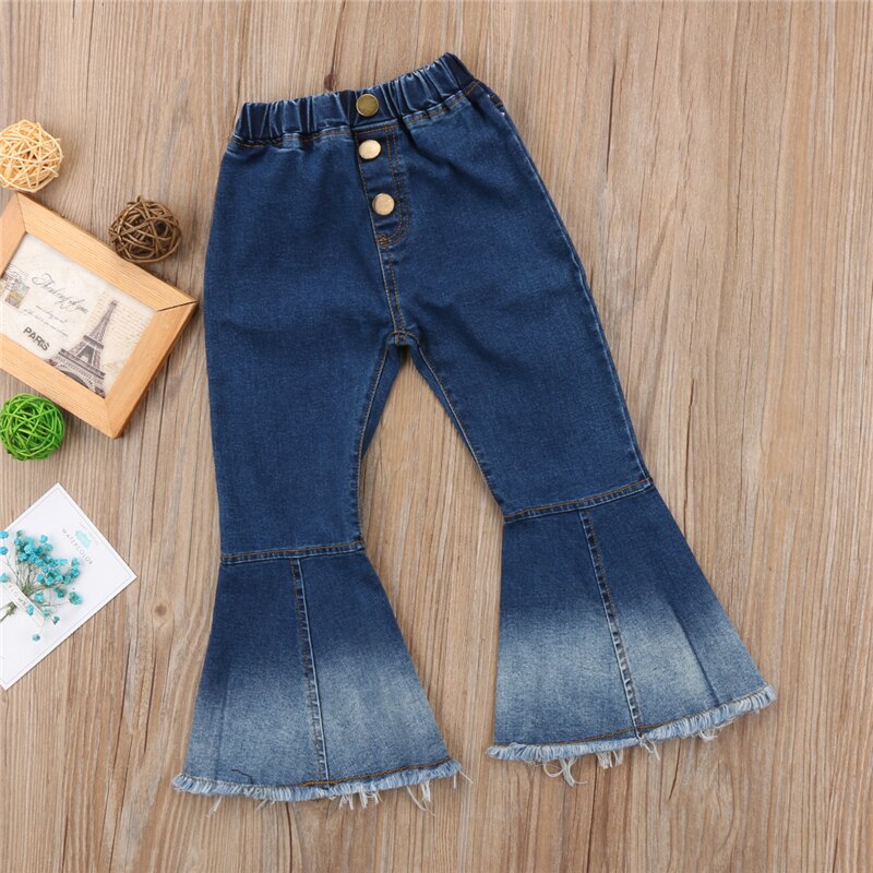 CANIS nueva niños pequeños pantalones acampanados niñas bebé-pantalones vaqueros de pierna ancha Pantalones
