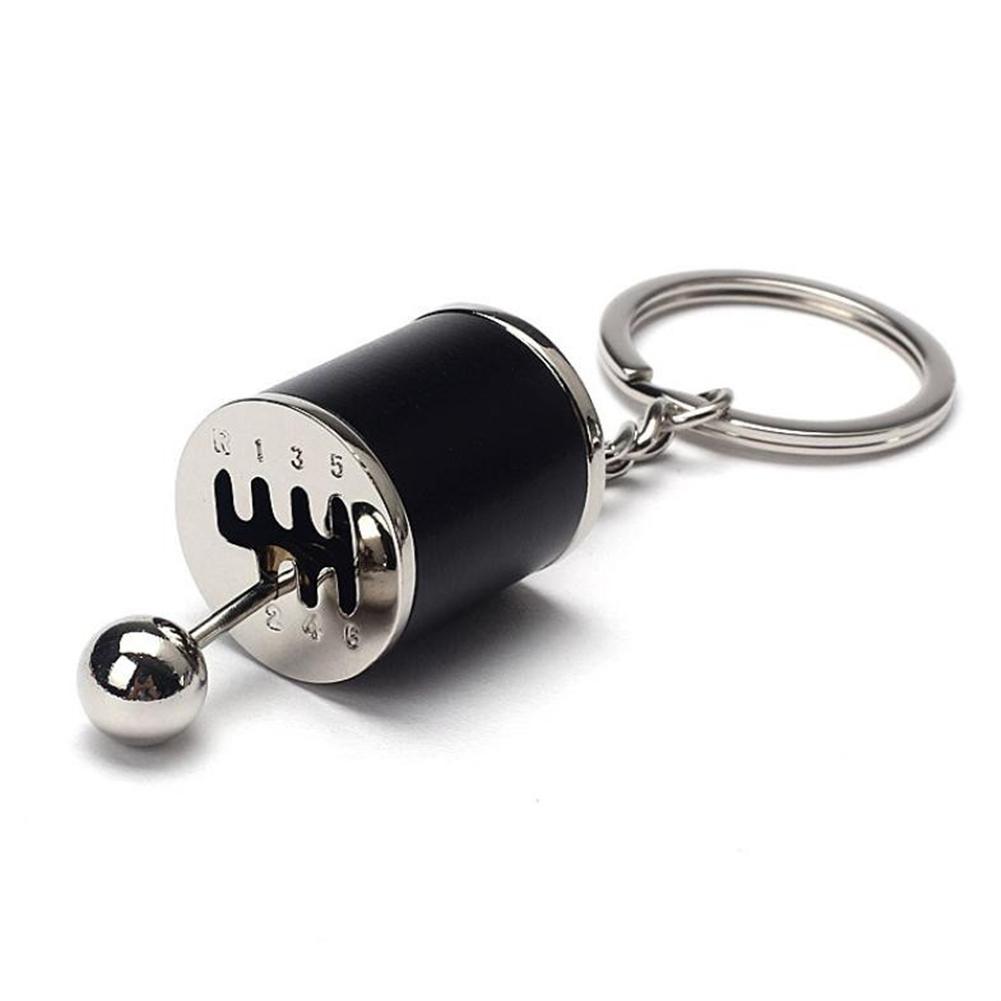 Car Gear Shift Keychains Ring Keyring auto 6 Speed Gearbox Gear Shift Racing Tuning Model Key chain Car Accessories: Black