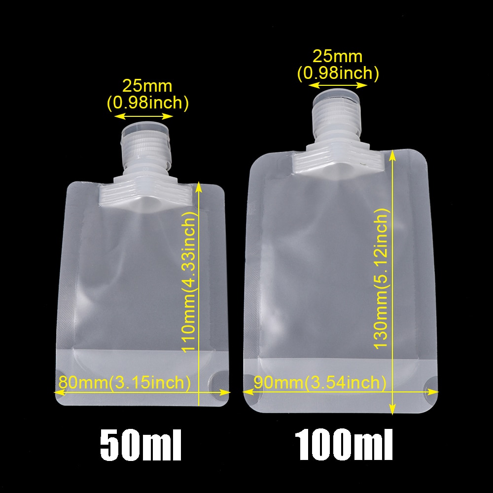 10pcs Clear Reusable Leakproof Refillable Pouches Cosmetic Containers Shampoo Lotion Liquid Dispenser