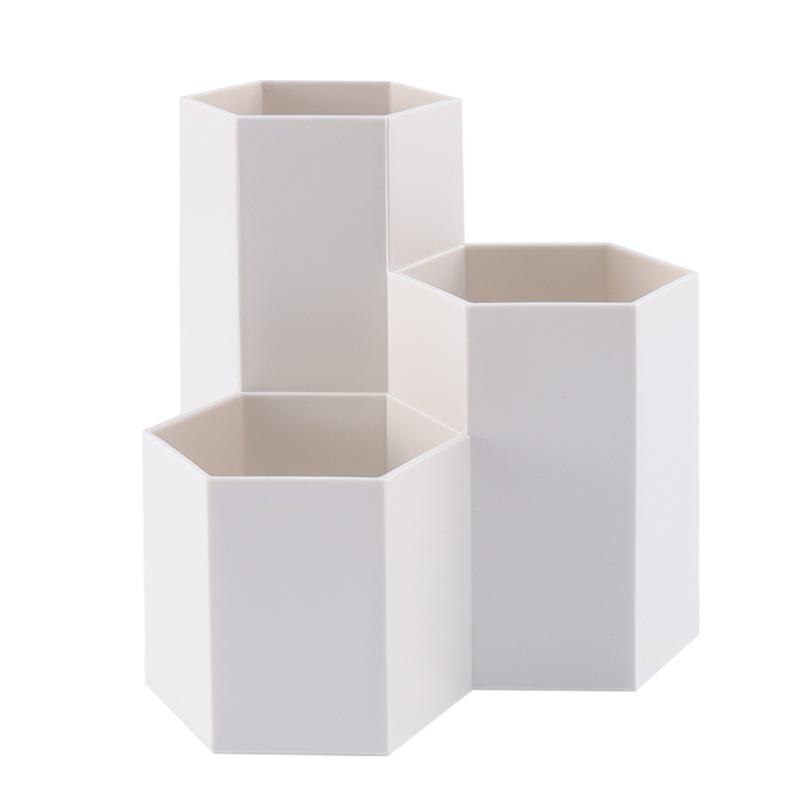 1PC Multifunctional Desktop Organizer Hexagon Stationery Pens Holder Case Box