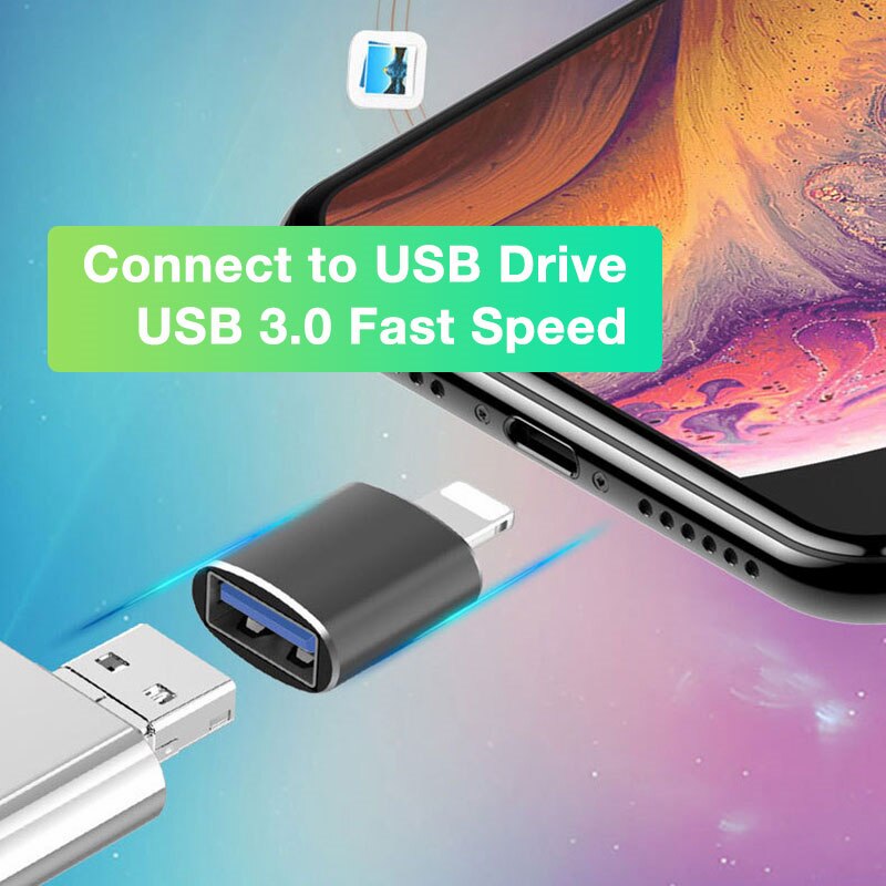 Lightning Naar Usb Otg Camera Adapter USB3 Vrouwelijke Connector Voor Iphone Naar Usb Een Data Usb Disk Voor Iphone 12 11 Pro Max Mini SE2 Xs