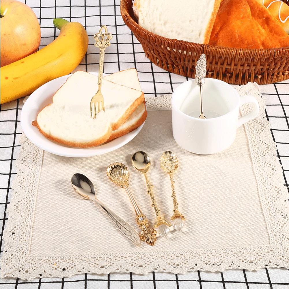 5Pcs Shaped Stainless Steel Coffee Spoon Spoons Ice Cream Spoon Set