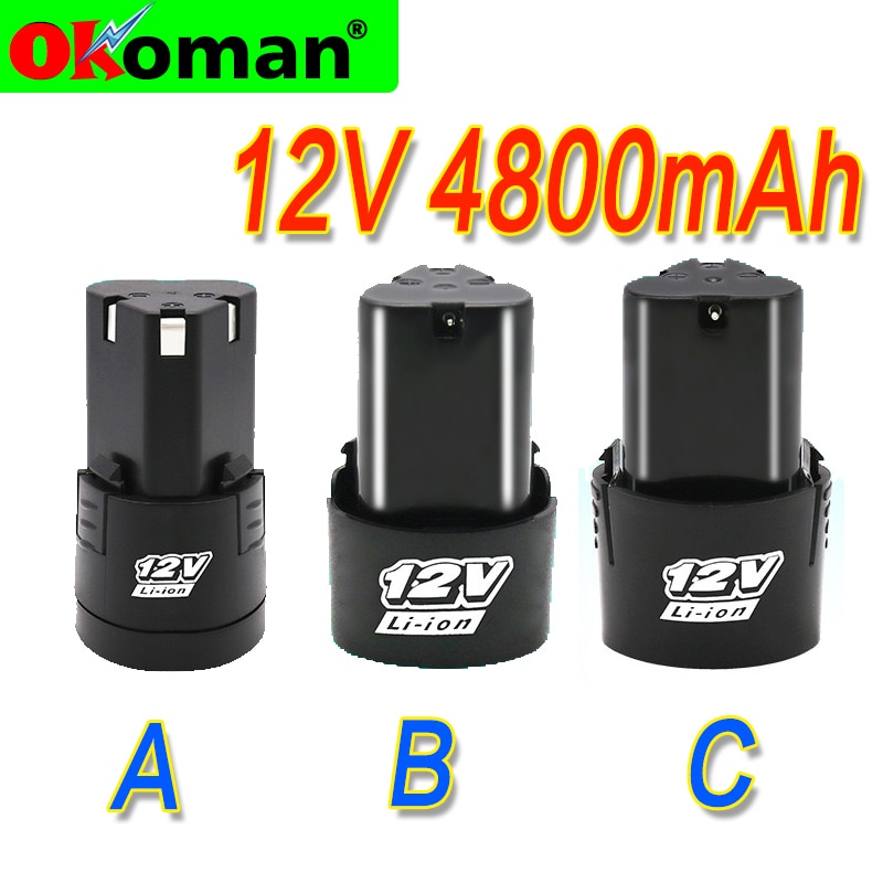 12V 4800mAh Lithium Battery 18650 Li-ion Battery Power Tools accessories For Cordless Screwdriver Electric Drill Battery
