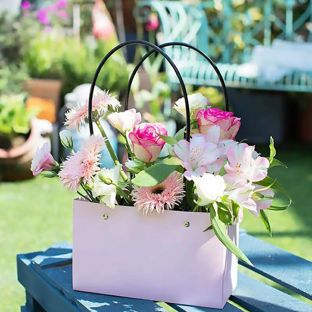 Patimeret kraftpapir blomsterpose blomsterkasse håndtaske vandtæt buket blomsterhandlerposer bryllupsindretning indpakning forsyninger