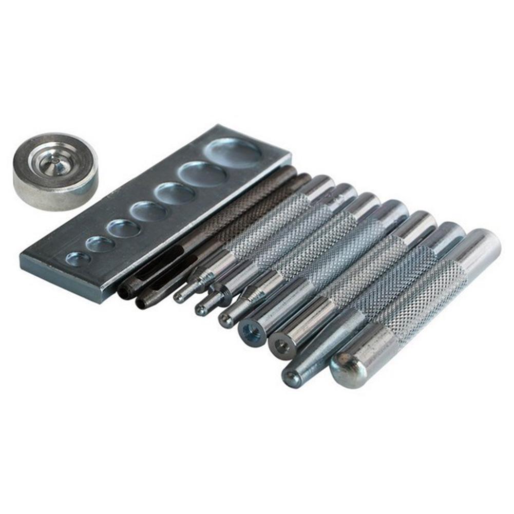 Adeeing 11 stks Punch Tool Snap Klinknagel Setter Base Kit voor DIY Leather Craft Gereedschap