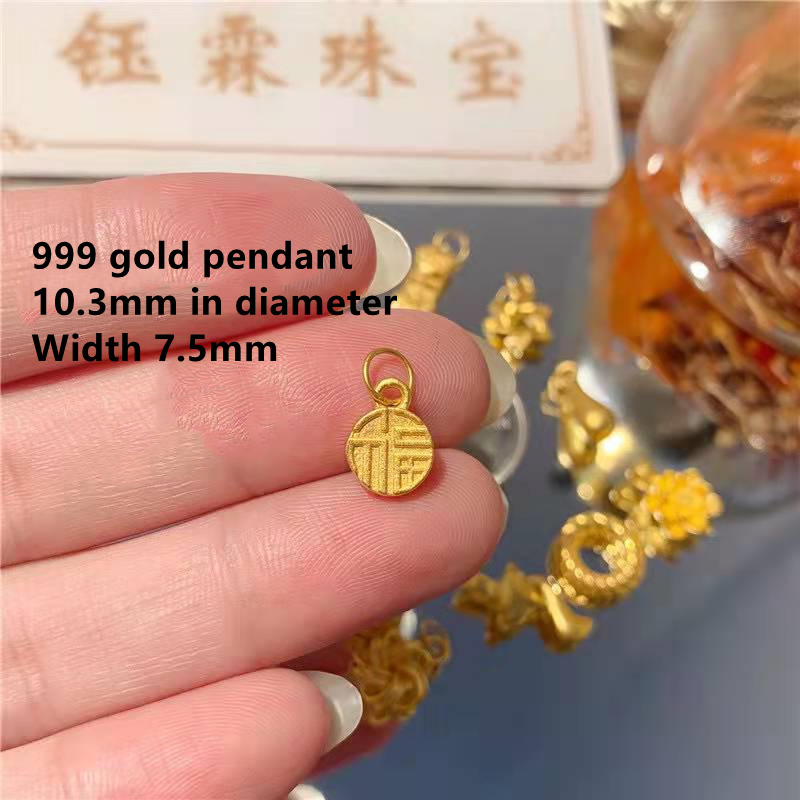 #39 #39 halsband äkta 999 guld hänge 24k blommor stjärnor dam hängen utsökt fabrik: Fu 0.28g