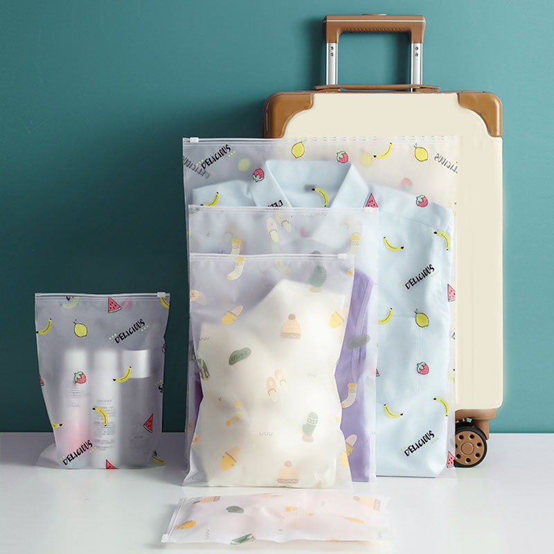 Bolsas de plástico reutilizables con cierre hermético para almacenamiento de ropa, organizador de equipaje impermeable para almacenamiento de zapatos, calcetines transparentes, 1 piezas: M / Azul