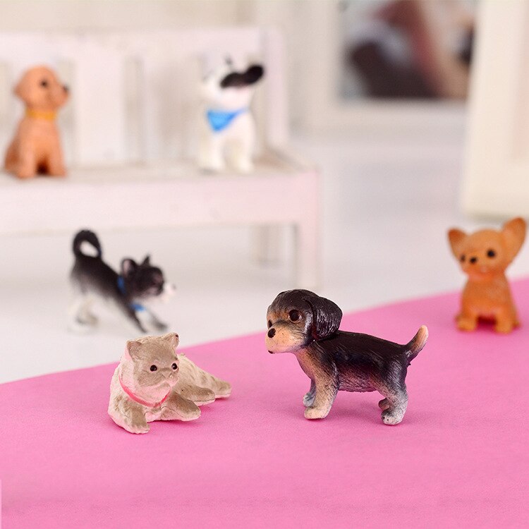 6 stks/set 1:12 Schaal Simulatie Kat En Hond Poppenhuis Miniatuur Model Poppenhuis Decoratie Poppen Accessoires