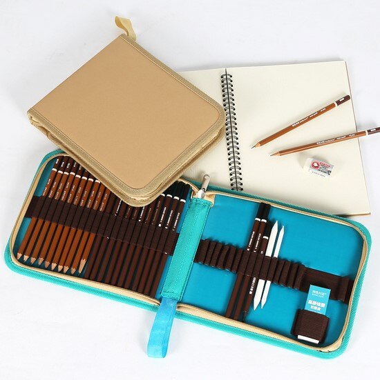 30 holes Portable Sketch Pencil bag Penci case Extender Eraser Pen case Drawing Set Bag sketch set no pencil ASS011