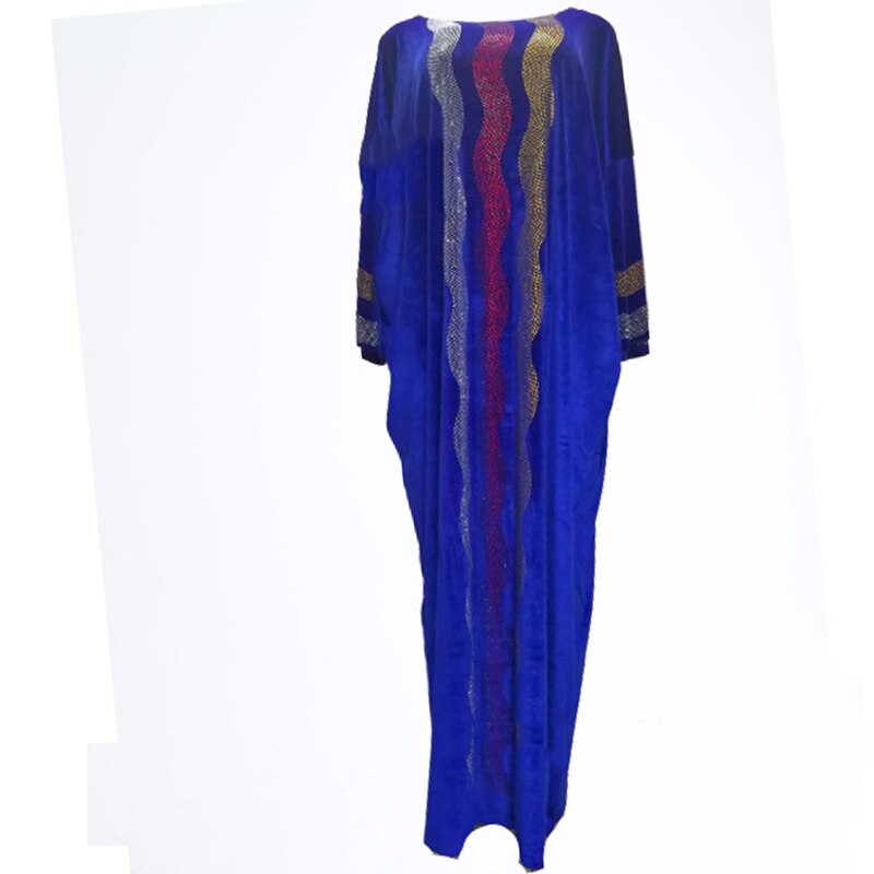 African Muslim Dress Women Velvet Diamond Abaya Moroccan Kaftan Islamic Clothing Moroccan Kaftan Djellaba Jubah Musulman Robe: Blue