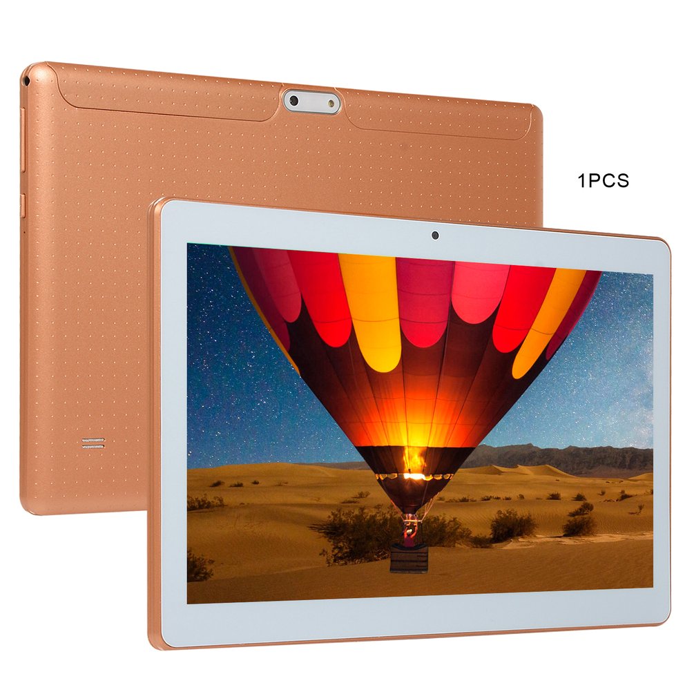 KT107 Plastic Tablet 10.1 Inch HD Large Screen Android 8.10 Version Portable Tablet 1G+16G Gold Tablet Gold EU Plug