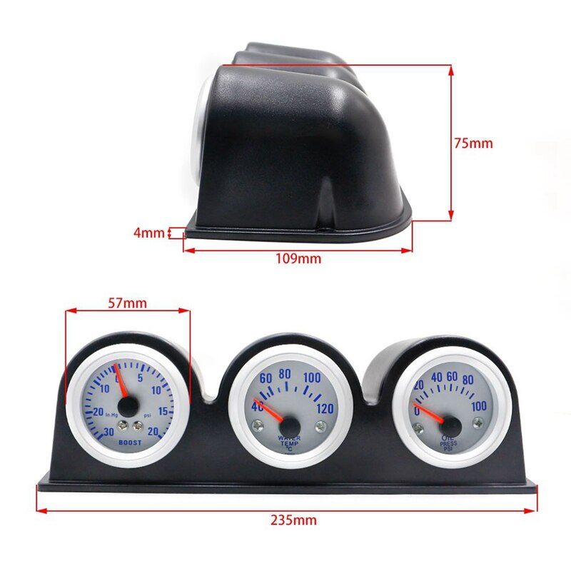 Auto drievoudige meterset toerenteller toerenteller toerental watertemperatuurmeter oliepers drukmeter autometer