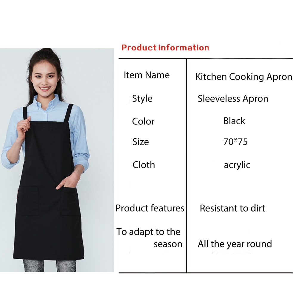 Geekhom Keuken Schorten Voor Vrouwen Mannen Thuis Cleaning Zwarte Mouwloze Keukenschort Chef Ober Bbq Cook Schoon Schort
