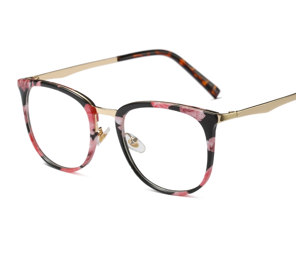 Transparent Square Glasses Frames For women White Luxury Prescription Glasses Frames Female Optical: Flower