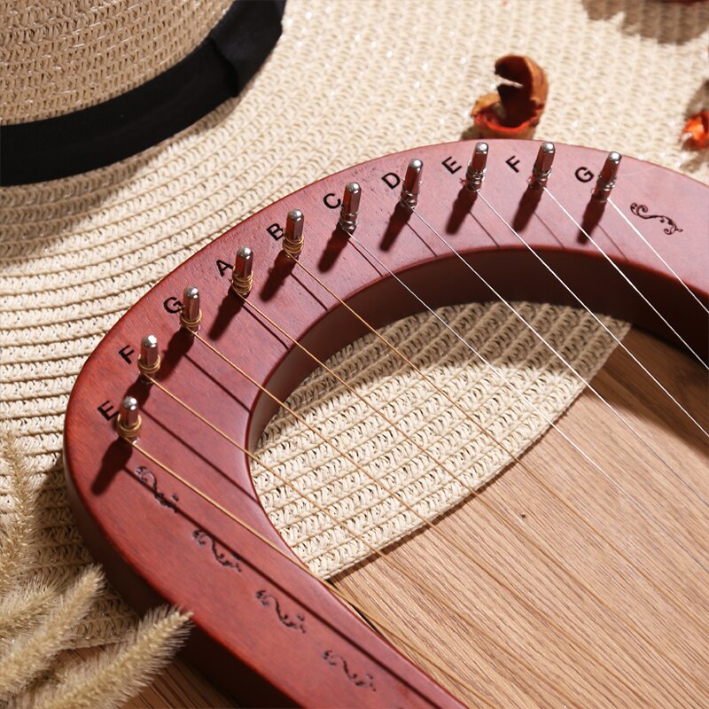 Lira harpa 10/16 cordas gravadas à mão por madeira de mogno alta qualidade + tuning chave instrumentos musicais