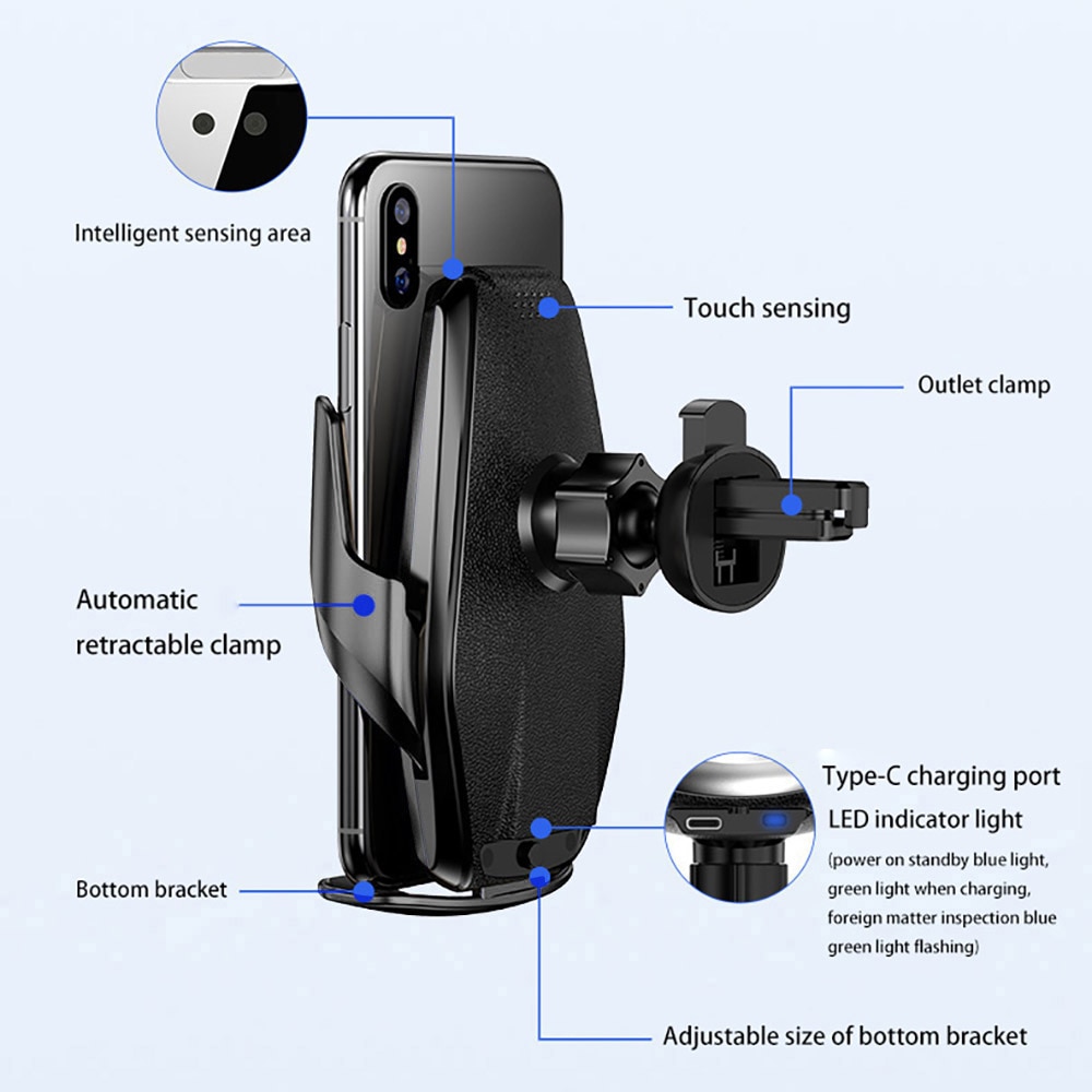 Automatische Spannen 15W Snelle Auto Draadloze Oplader Voor Samsung S20 S10 Iphone 11 Pro Xs Xr X 8 Infrarood sensor Telefoon Houder