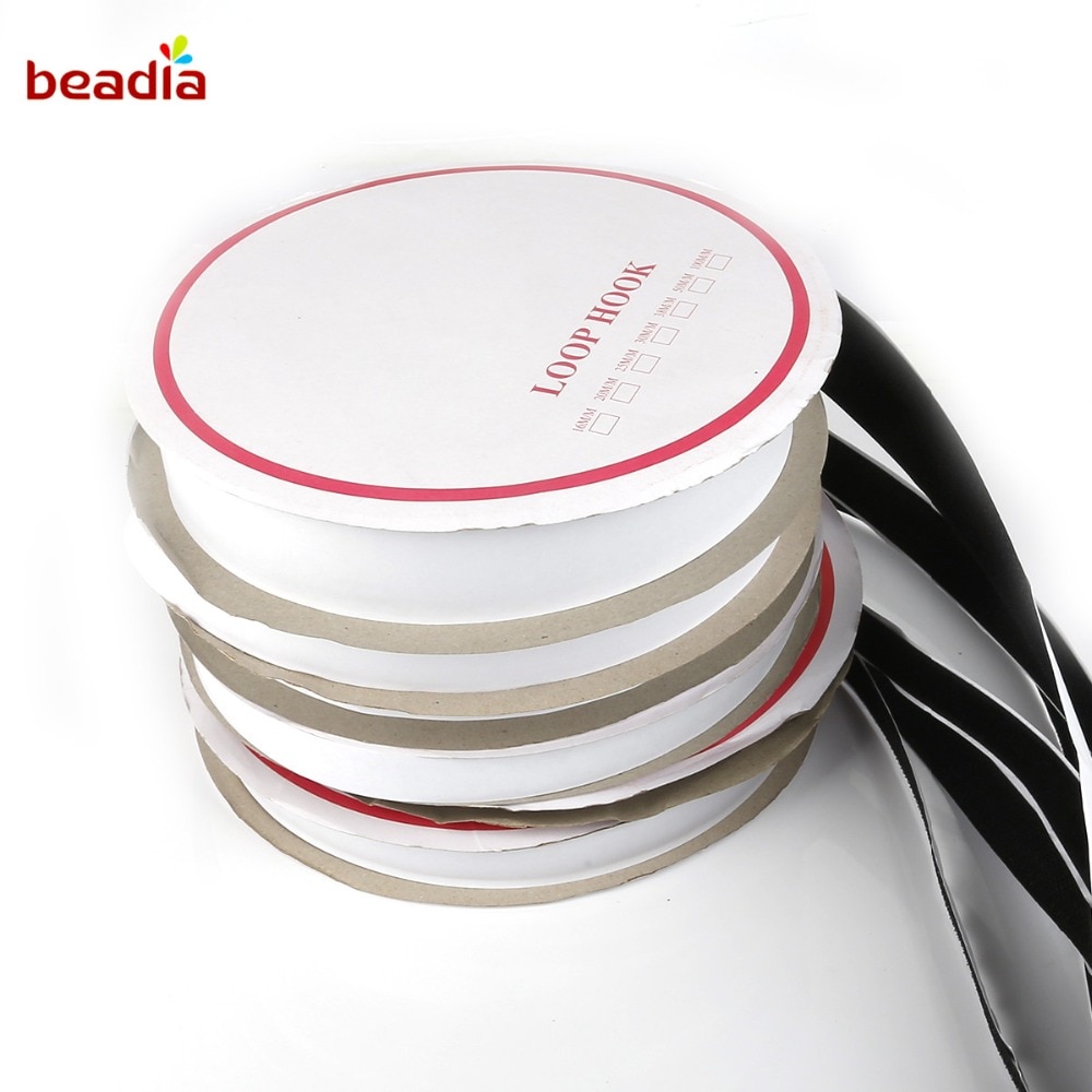 16/20/25/30/40mm*1M Black White Hook and Loop Fastener Tape Magic Nylon Sticker Adhesive Hook Loop Discs Tape Sewing Strong Glue