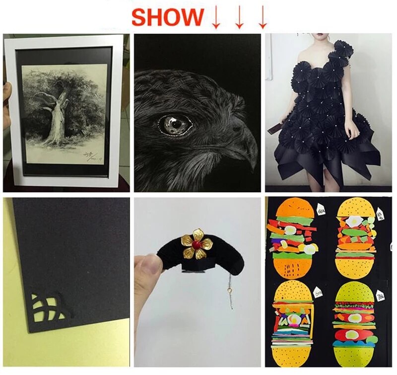 50pcs/lot A3 A4 A5 Black Kraft Paper DIY Card Making 120g 150g 180g 250g 300g 400g Craft Paper Thick Paperboard Cardboard
