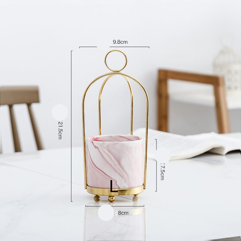 Blume Vasen Keramik Metall Obst Gabel Lagerung Krug Fleisch Anlage Dekoration Topf Mini Kreative Schreibtisch Ornament Heimat Dekor Handwerk Gläser: Rosa