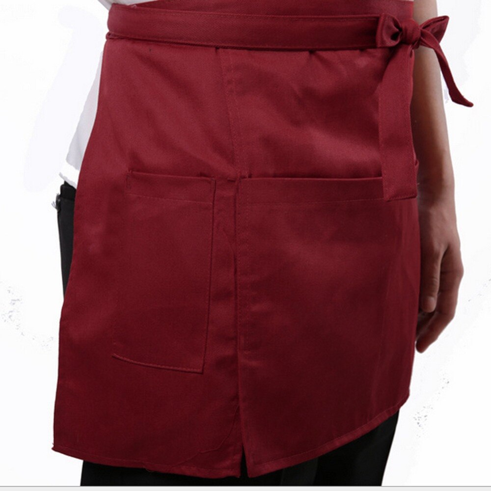 Universal Unisex Kitchen Cooking hotel chef aprons chef uniforms Waist Apron Short Apron Waiter Apron with Double /3 Pockets