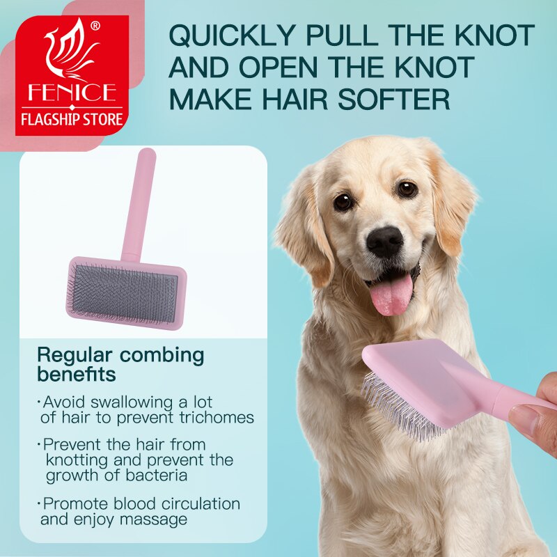 Fenice Professional Dog Comb, Escova Unknotted, Agulha dura macia colorida, Removedor De Cabelo De Cão Fofo, Derramamento