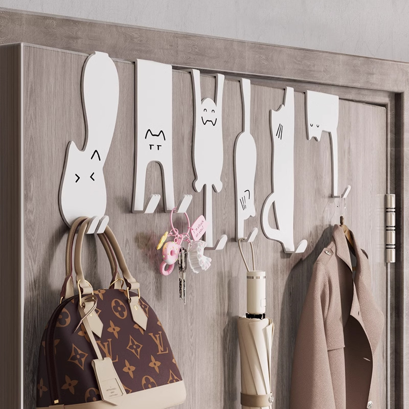 Gancho detrás de la puerta, estante sin perforaciones, puerta de armario de cocina, colgador para colgar en la pared, almacenamiento de ropa, sombrero, llaves, artefacto, ganchos para puerta