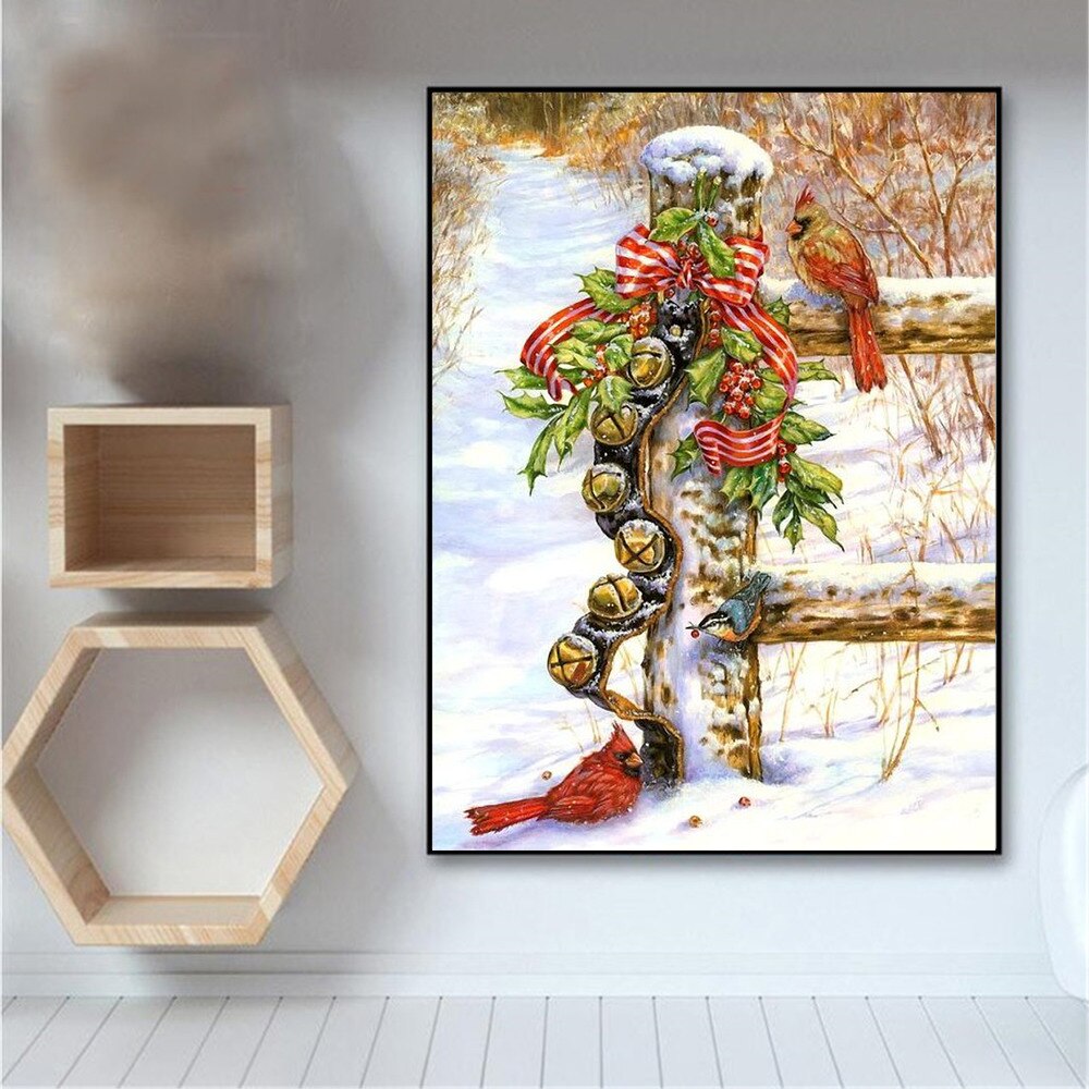 Huacan -kirjonta ristipisto talvimaisema käsityö setit hedelmäpakkauksille valkoinen kangas diy kodinsisustus 14ct 40 x 50cm