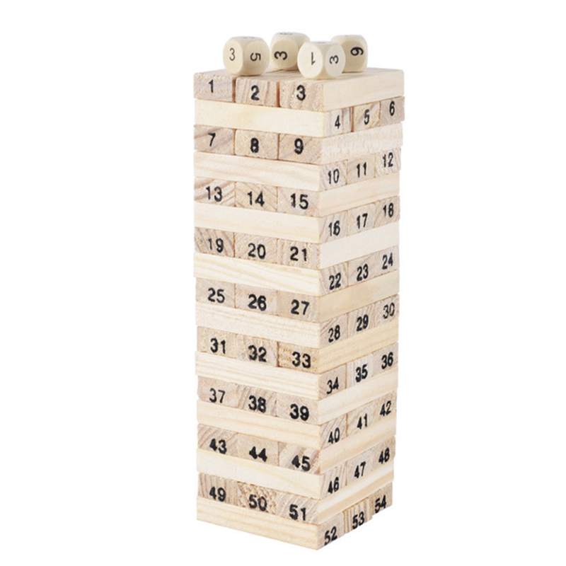 54Pcs Bausteine Spielzeug Lustige Mini Holz Turm Hartholz Domino Stacker Extrakt Montessori Lernspiel für Kinder: Default Title